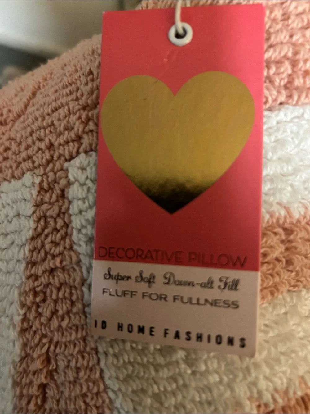 Plush Pink 'LOVE' Hooked Accent Pillow with Red Heart